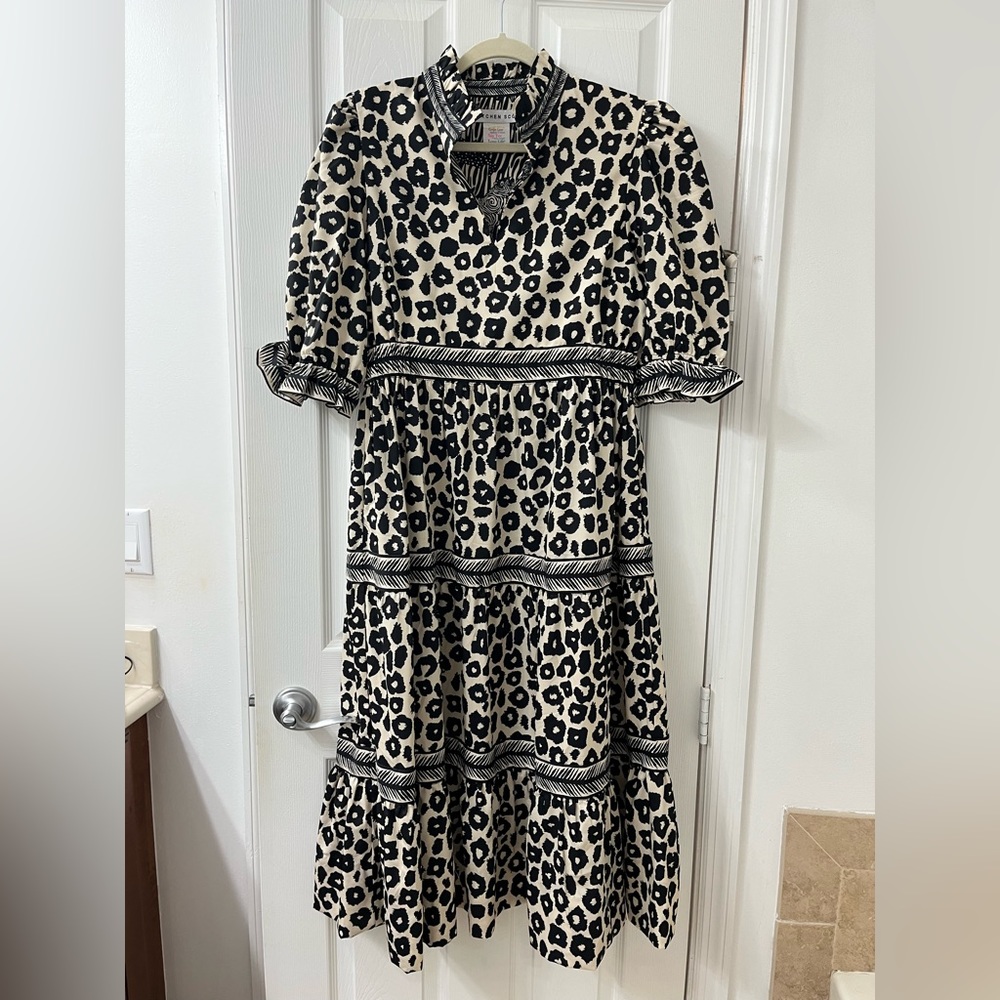 Gretchen Scott Leopard Print Teardrop Midi/Maxi Dress